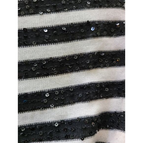 Chicos cold shoulder tiny sequin striped top sz Medium - Picture 5 of 6